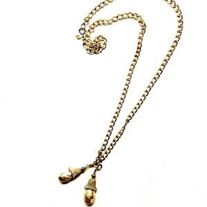 1960s Vintage Gold Chain Necklace With Pearl Pendant Drops Sarah Coventry